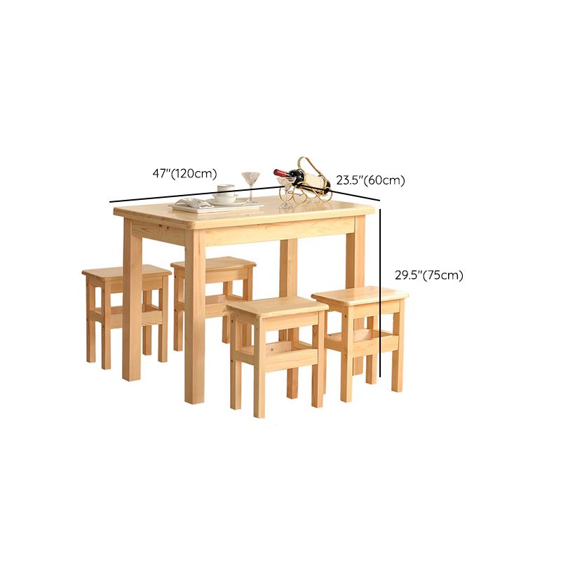 Modern 1/5 Piece Solid Wood Dining Room Rectangle Furniture Set