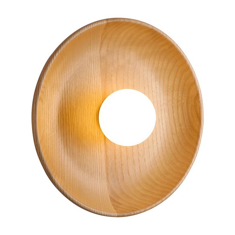 Minimalist Tray Shaped Wall Light Wooden 1 Head Living Room Sconce Light Fixture