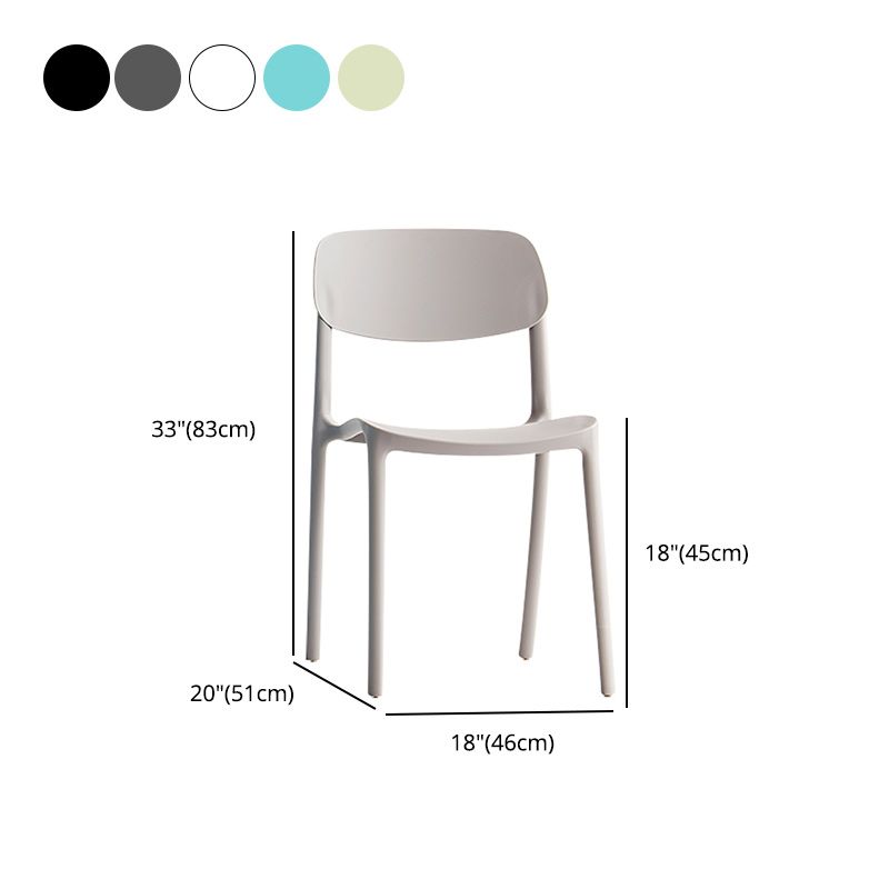 Glam Style Dining Room Chair Plastic Open Back Chair for Indoor