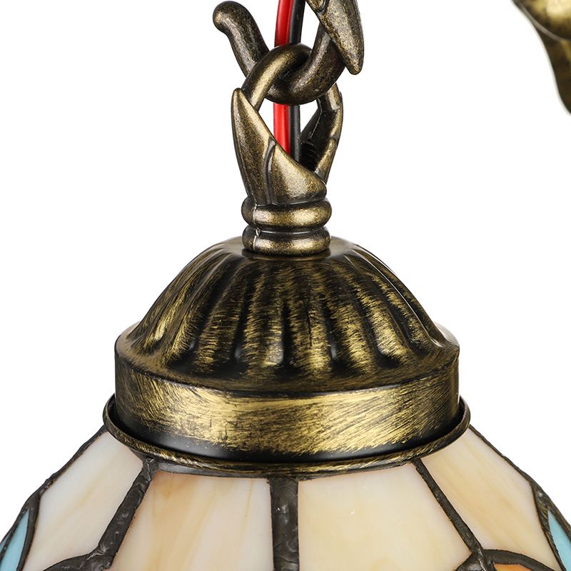 Vintage Dome Sconce Light 5.5" Width 1 Light Stained Glass Sconce Light Fixture with Mermaid Design
