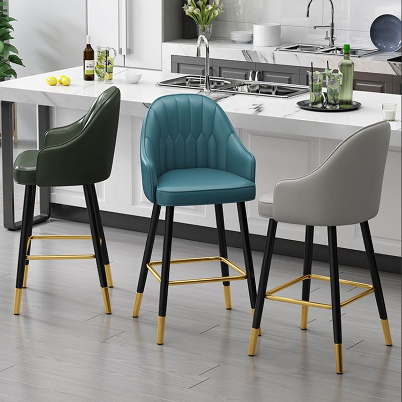 Glam Faux Leather Dining Stool Upholstered Furniture in Matte Finish for Home