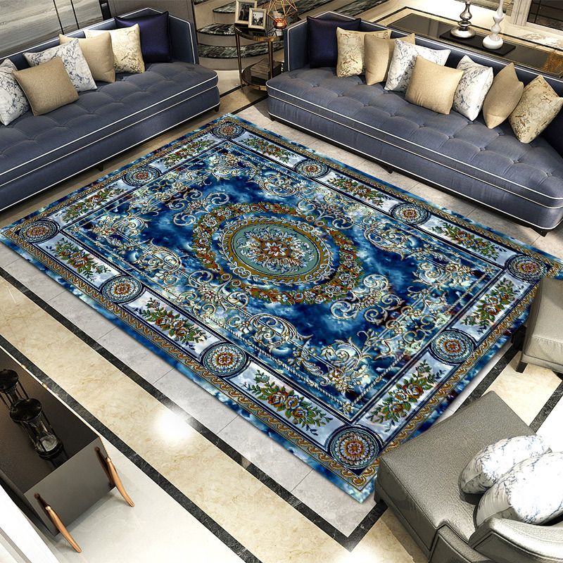 Modern Flower Print Rug Marble Surface Area Carpet Friendly Washable Carpet for Home Decoration