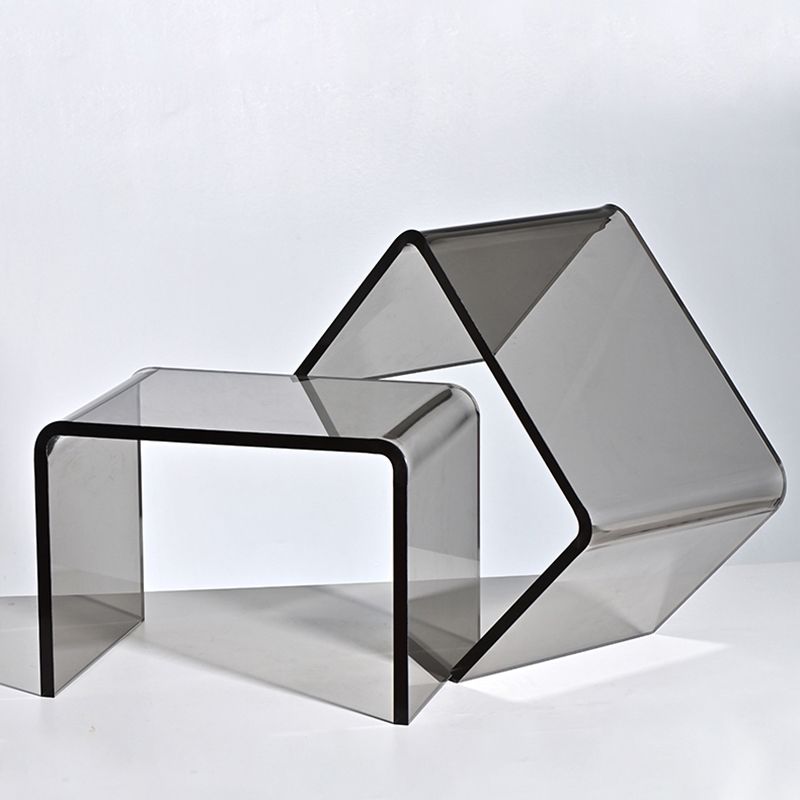 Modern Rectangular Glass Side End Table Sled Side Table for Living Room