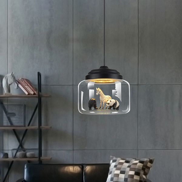 Moderne stijl kan hangend lichtglas 1 lichte hanglamp (inclusief willekeurig speelgoed) schaduwen)