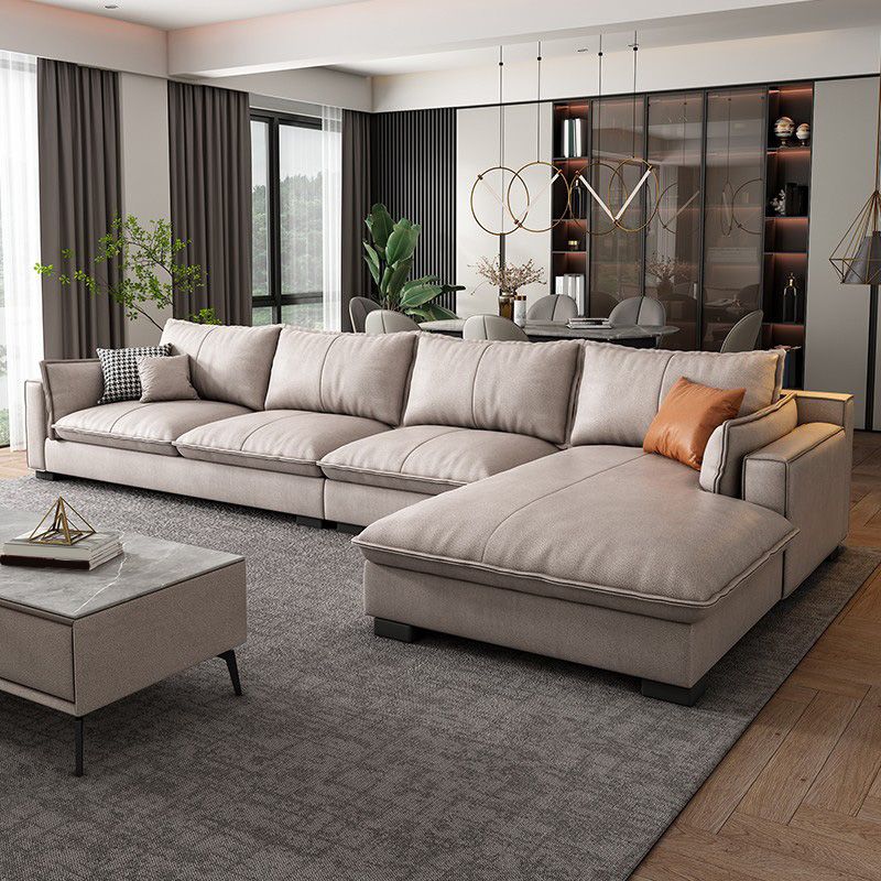 Recessed Arm Sofa & Chaise 129.92" W 66.93" x D 31.5 H" x Loose Back Sofa, Faux Leather