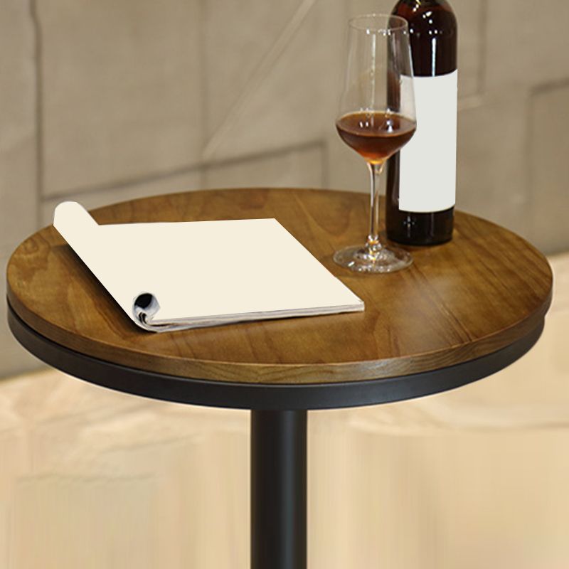 Wooden Fixed Bar Table Black Iron Solid Wood Pub Table for Patio