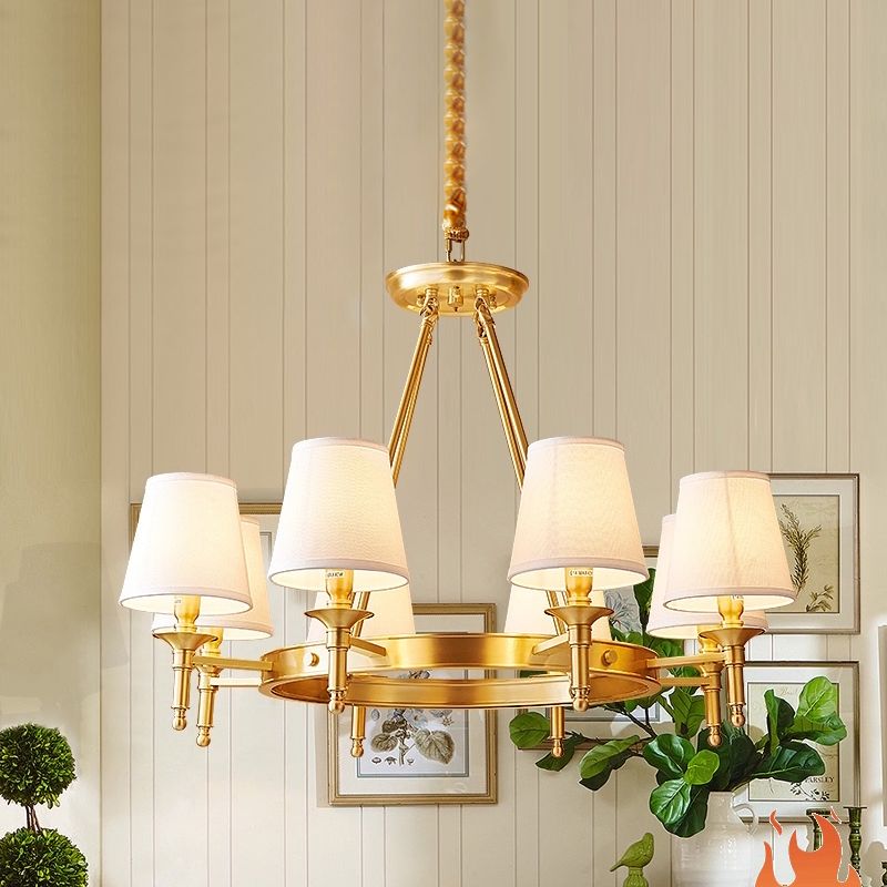 Gold Wagon Wheel Chandelier Light Fixture Traditional Metal Living Room Ceiling Pendant