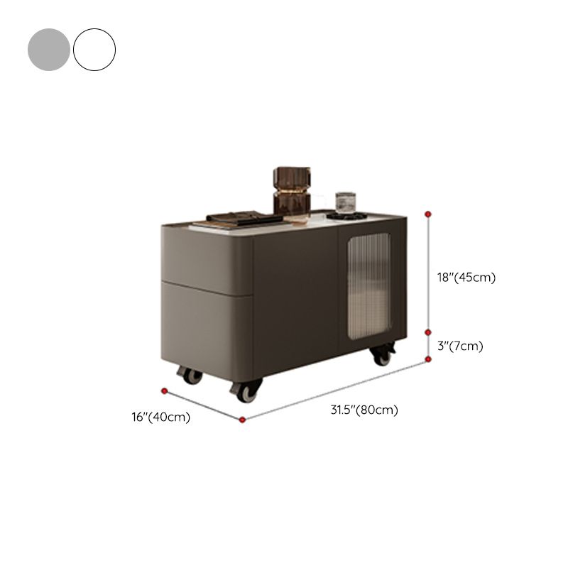 Tray Top Rectangular Side Table with 2 Drawers and a Cabinet