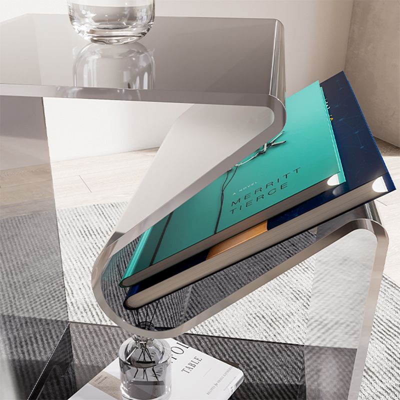 Modern Acrylic 22.04" Tall End Table Rectangular Sled Side Table