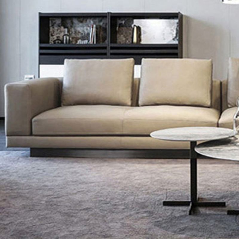 Scandinavian Light-grey Loose Back Square Arm Living Room Seating