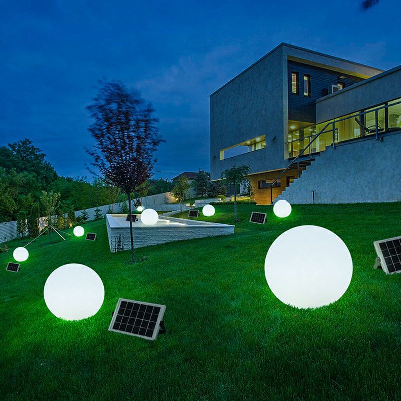 Solar Ball Plastic Lawn Light Simplicity White LED Ground Lighting for Courtyard