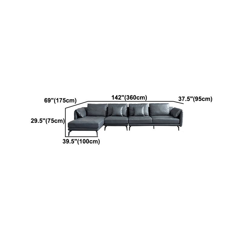 Contemporary Dark Grey Sofa with Bolster Pillows for Living Room