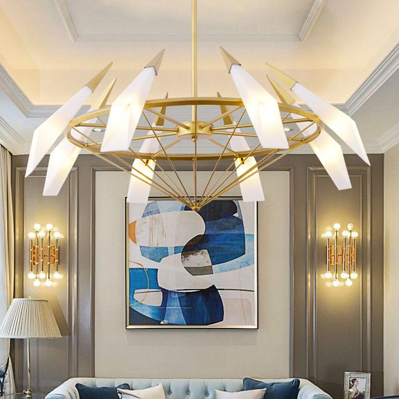 Zeitgenössischer sich verjüngter Anhänger Kronleuchter Creme/grüner Glas 8 Köpfe Wohnzimmer Hanging Light Kit