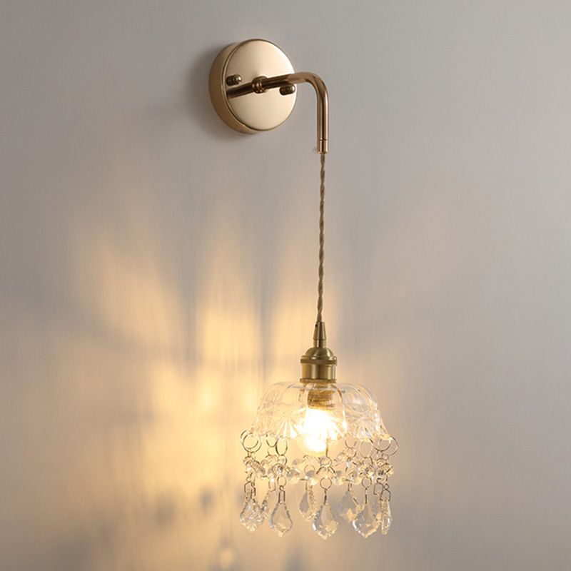 Bowl Shaped Wall Lighting Fixture Modern Style Glass Clear Wall Mounted Lighting