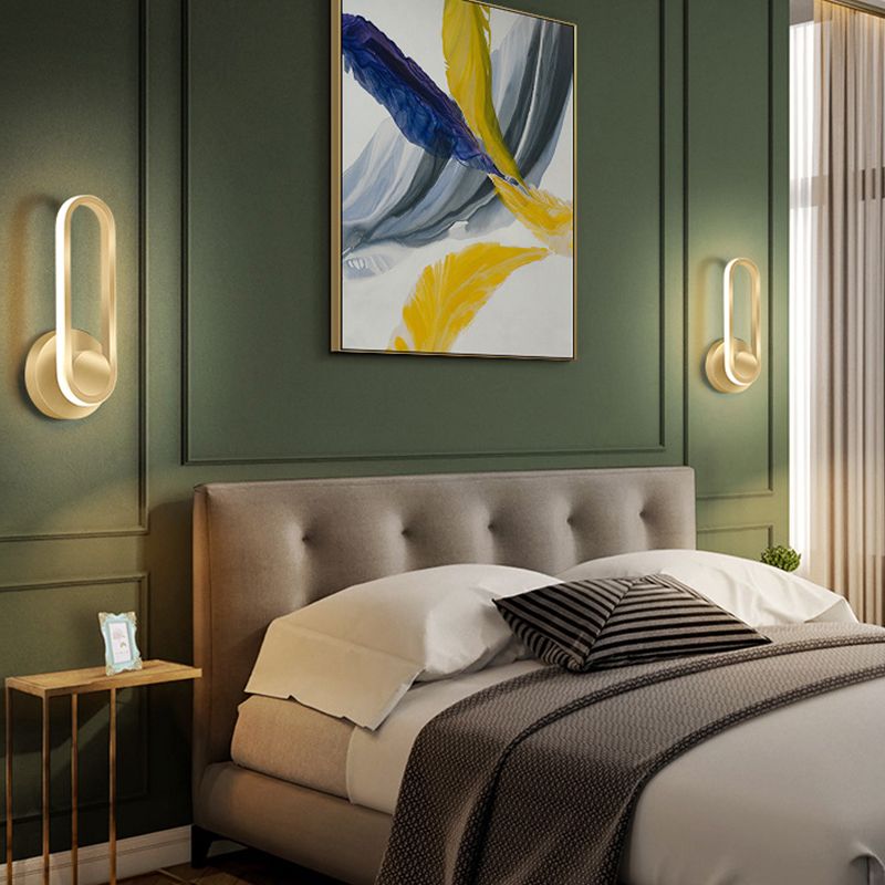 Modern Style Elliptical Shape Wall Sconce Metal 1 Light Wall Light for Bedroom