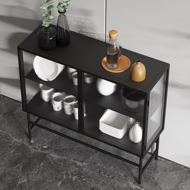 Modern Curio Cabinet Metal Glass Doors Display Cabinet for Living Room