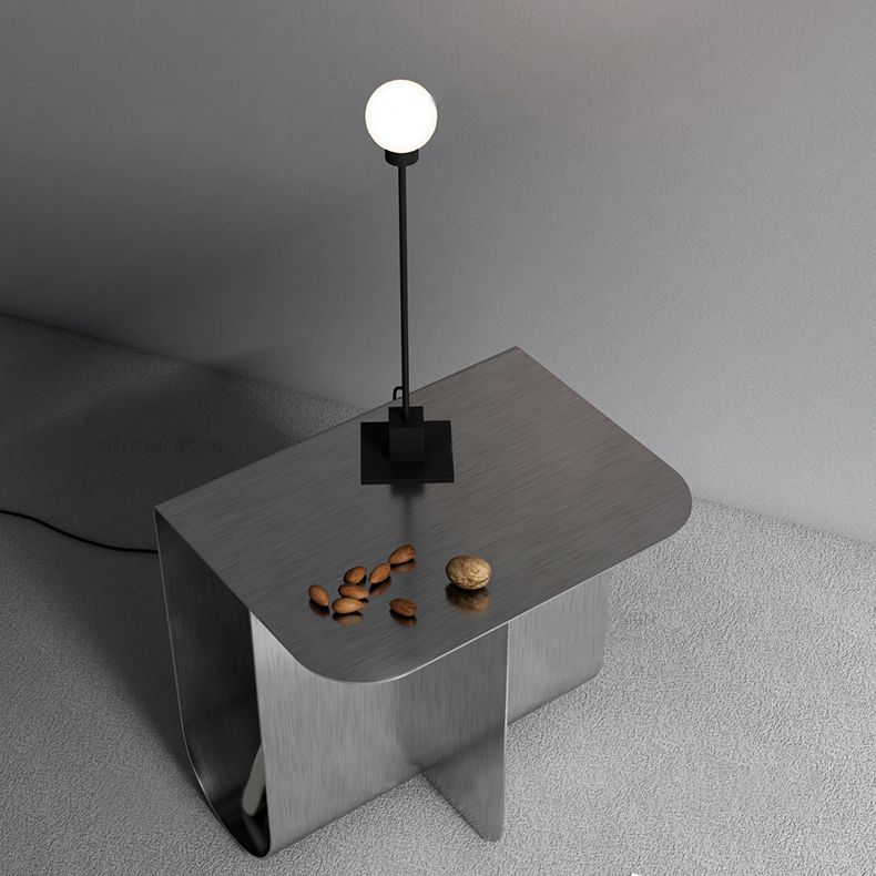 Mid-century Modern Style Rectangular Metal Table with Abstract Base Side Table