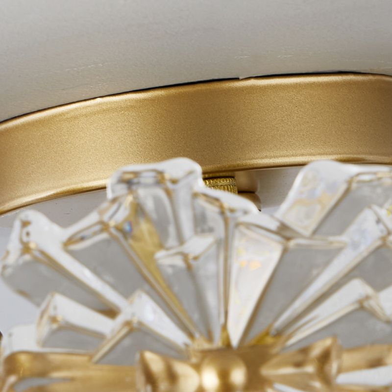 Plafonnier de forme ronde moderne en fer avec abat-jour en verre pour chambre à coucher et étude