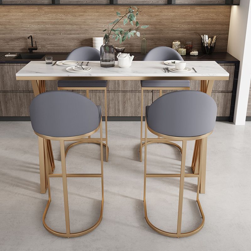 Glam Bar-height Table Faux Marble Top Bistro Pub Table with Gold Base