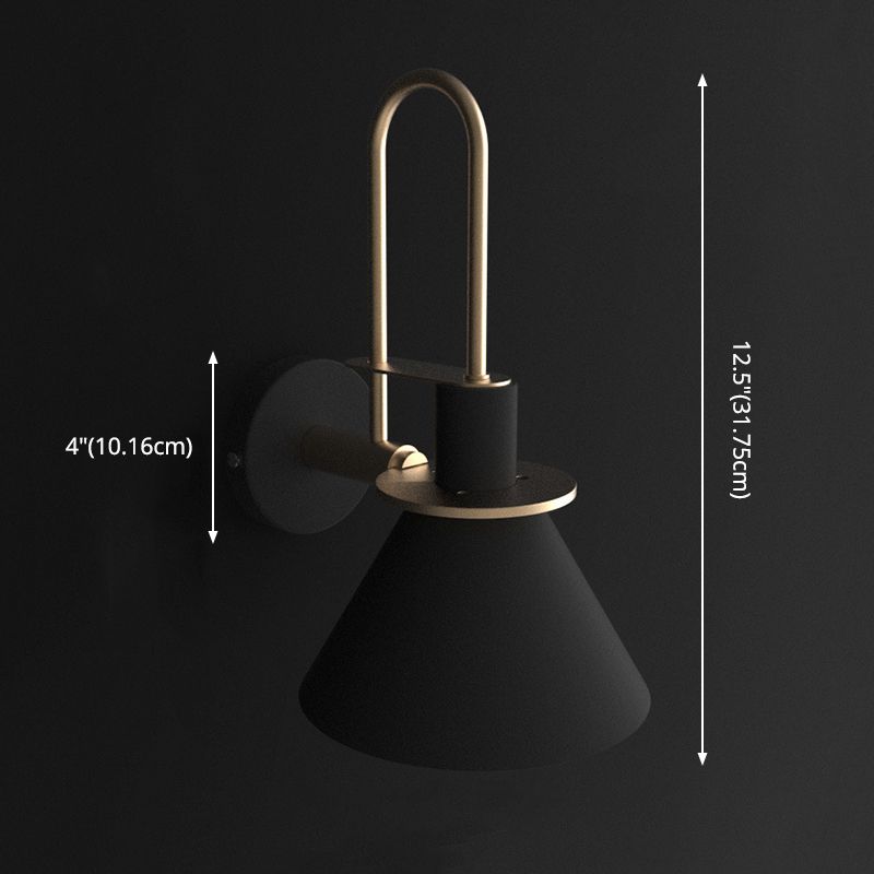 5-Color Optional Conical Metal Shade Wall Lamp Nordic Style Macaroon Single Bulb Bedroom Lighting Fixture