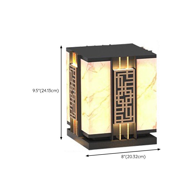 Metal Rectangle Waterproof Pillar Lamp Modern 1 Light Outdoor Light in Black
