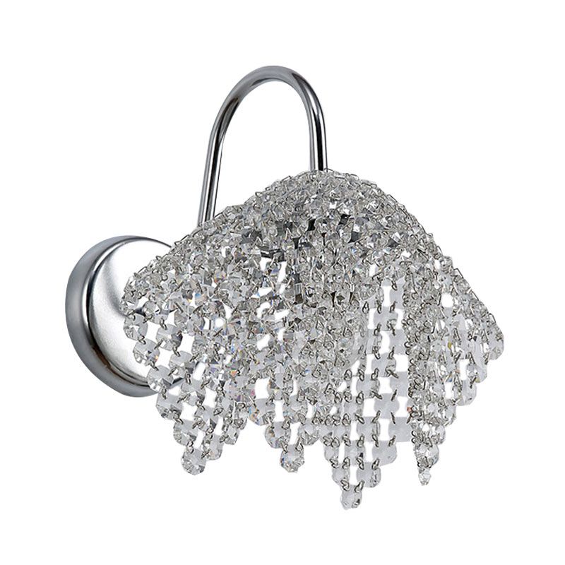 1 Light Wall Mount Light Fixture Nordic Web Crystal Drip Wall Sconce Lighting in Chrome