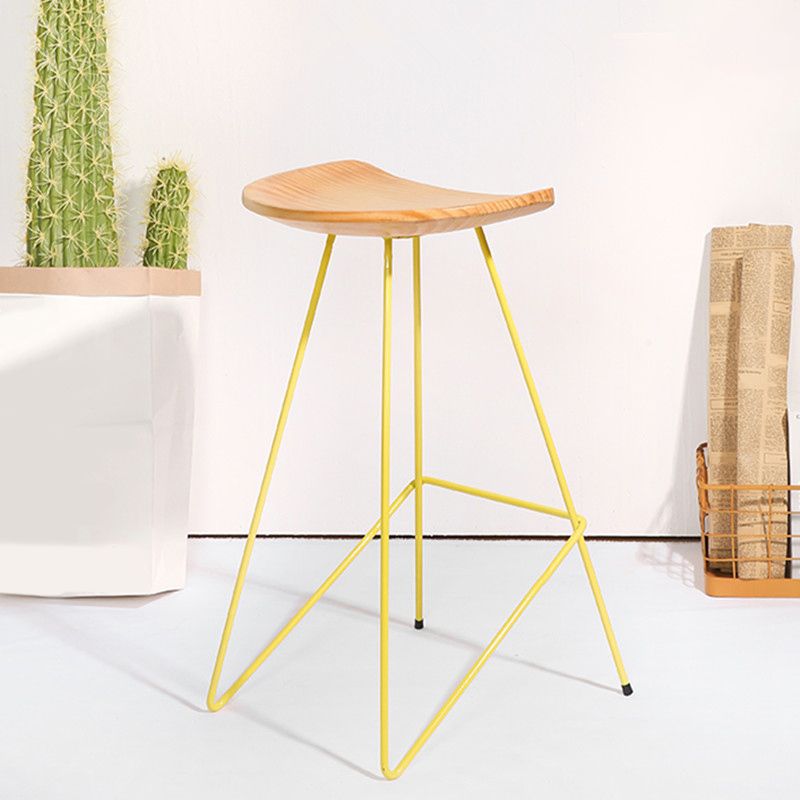 Modern Solid Wood Counter Stool Armless Bar Stool with Footrest
