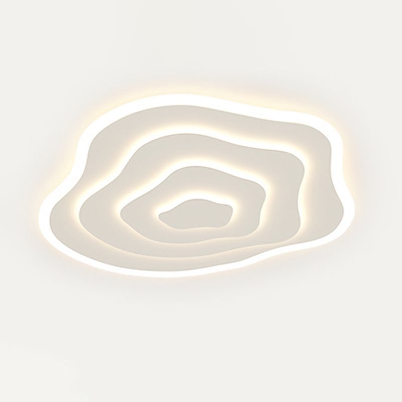 Single White LED Flush Mount Lighting Modern Unique Ceiling Light for Bedroom