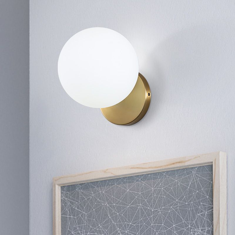 Ball Shade Glass Wall Sconce Modern Style Single Light Wall Mounted Light in Brass