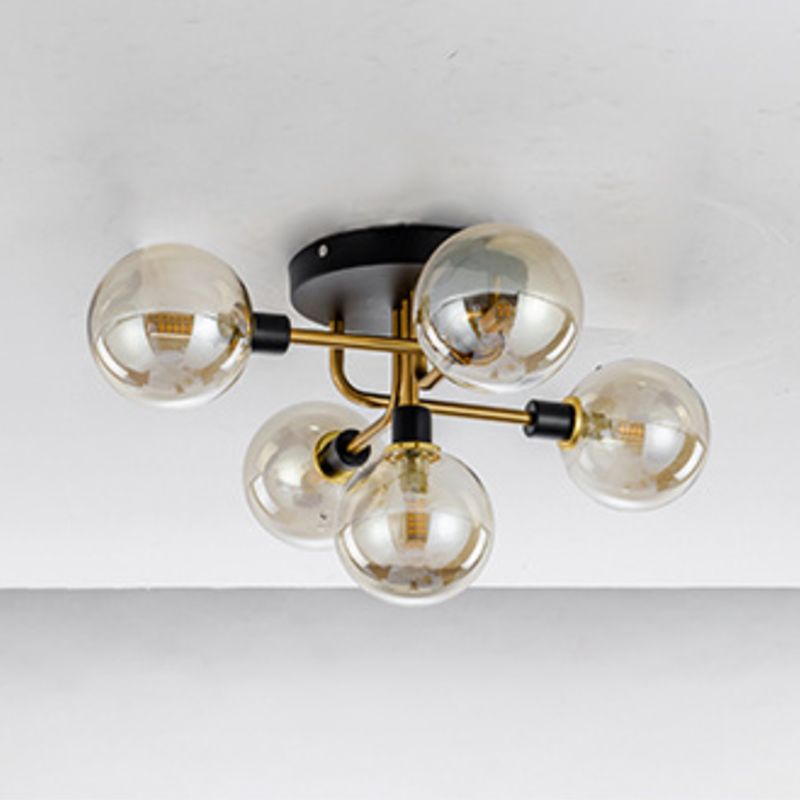 Forma de bola de vidrio al ras del techo de techo moderna luces múltiples iluminación de montaje al ras de color