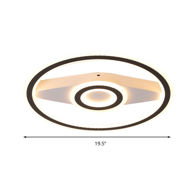 Acrylic Circular LED Ceiling Mount Light Modern Eye-Caring Ceiling Fixture in Black for Living Room