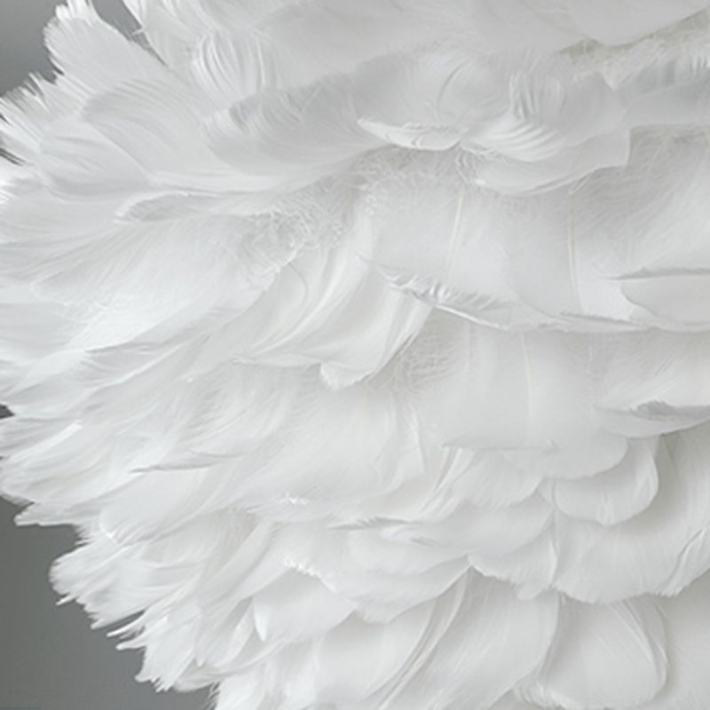 Nordic White Chandelier Feather Geometric Chandelier Pendant for Living Room