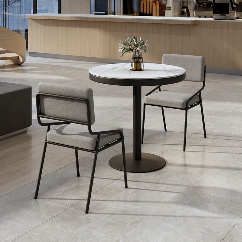 Metal Modern Round Dining Table Sintered Stone Top Table for Dining Room and Kitchen