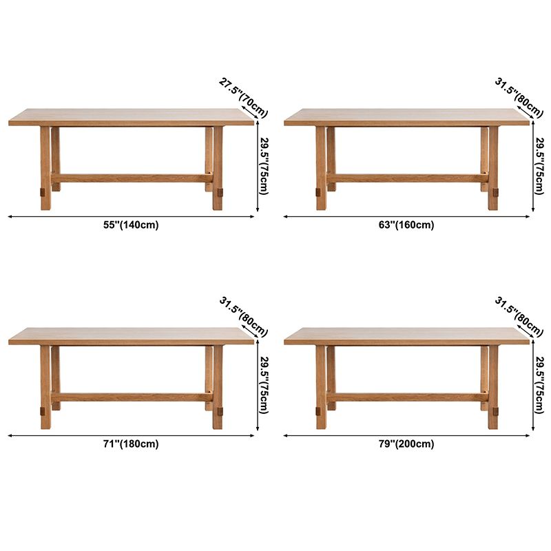 Mesa de comedor rectangular de madera sólida Mesa de madera de cocina contemporánea moderna con base de caballete