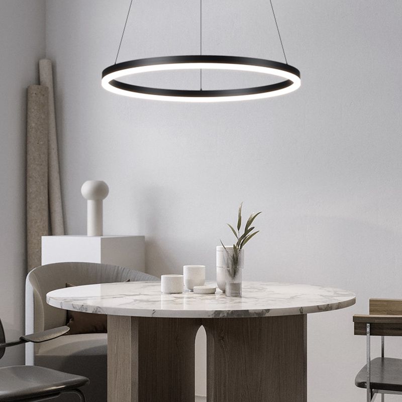 Dining Room One Head Pendant Light Black Metal LED Simple Ceiling Pendant Lamp