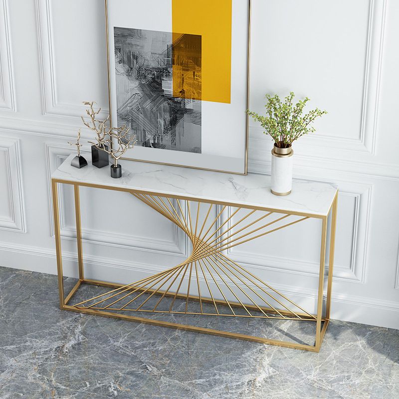Stone Glam Accent Table 1-shelf 31.5" Tall Console Table for Hall