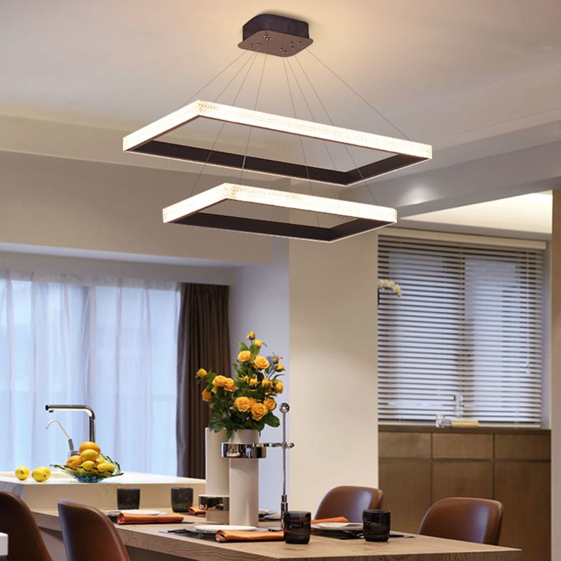 Luz de araña de araña rectangular de acrílico Luz contemporánea LED colgante de LED contemporáneo