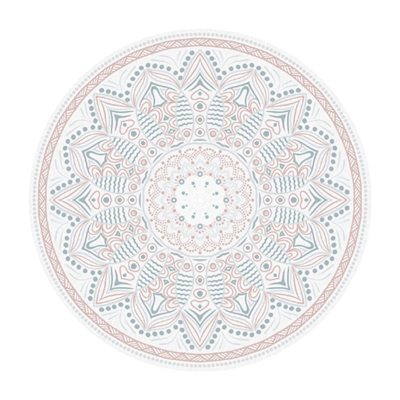 Trendy Flower Printed Rug Multi Color Cotton Blend Area Carpet Pet Friendly Stain-Resistant Indoor Rug for Decoration