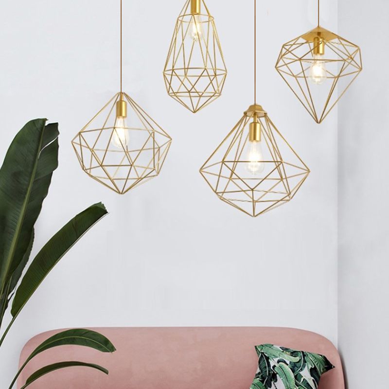 Iron Wire Cage Shade Pendant Lamp Loft Style 1 Head Restaurant Hanging Light Fixture