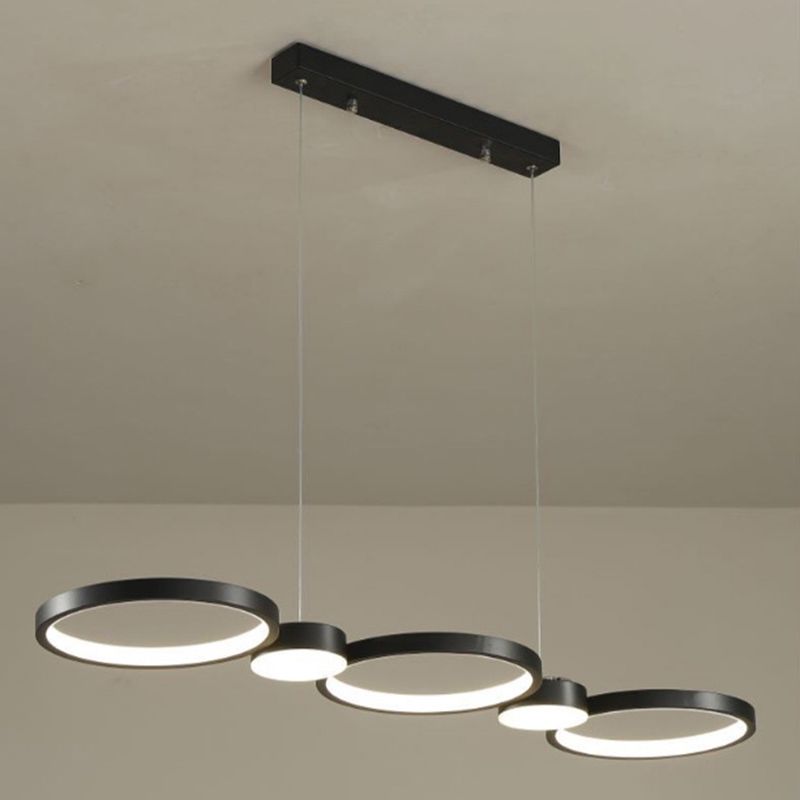 Black Linear LED Island Light in Modern Simplicity Aluminium Pendant Light with Acrylic Shade