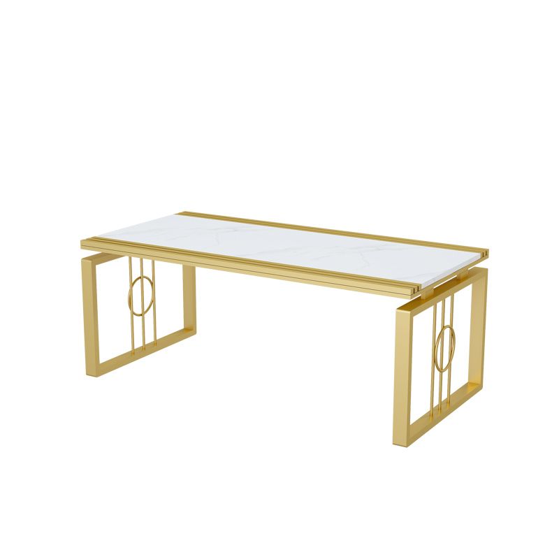 Rectangular Stone Top Coffee Table, 11.81" H Sled Cocktail Table