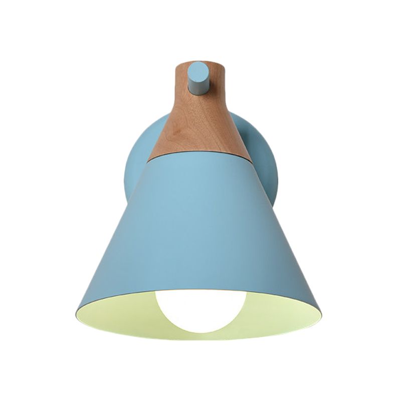 Macaron -stijl ondertint wandlicht Conische schaduw 1 kop metalen wandlamp voor keukengang
