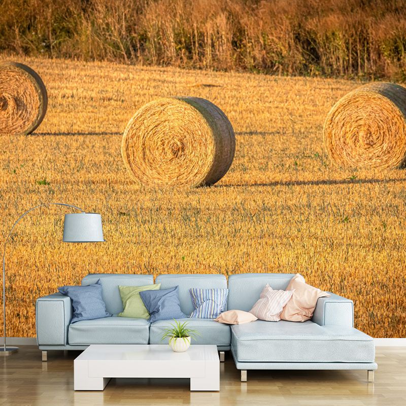 Straw Bale Landscapes Mural Wallpaper Moisture Resistant Living Room Wall Covering