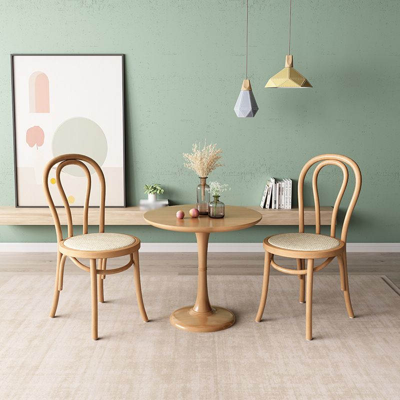 Silla tradicional de comedor de madera natural con respaldo Windsor de haya (juego de 2)