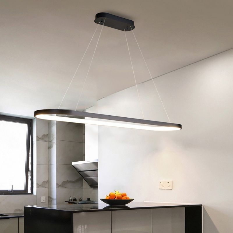 Modern sala da pranzo illuminazione ovale con soffitto a sospensione di metallo lampadario