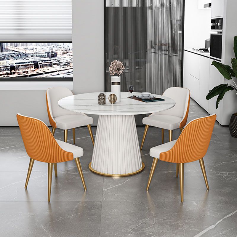 Glam Sintered Stone Dining Table Round Dining Table with Pedestal Base