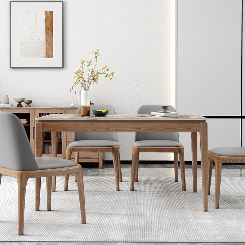 Midcentury Style Dining Table Rectangle Stone Dining Site Table for Home