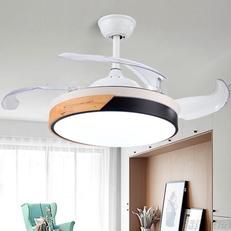Nordic Ring Semi Mount Lighting 42 "W LED Acrylhänge -Lüfterlampe in Weiß mit Fern-/Wandsteuerung/Frequenzumwandlung, 4 Klingen