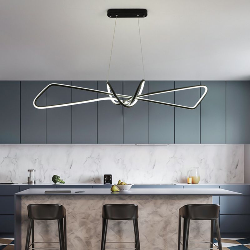 Linear LED Island Chandelier Lights Metal New Modern Hanging Lamp for Dining Room