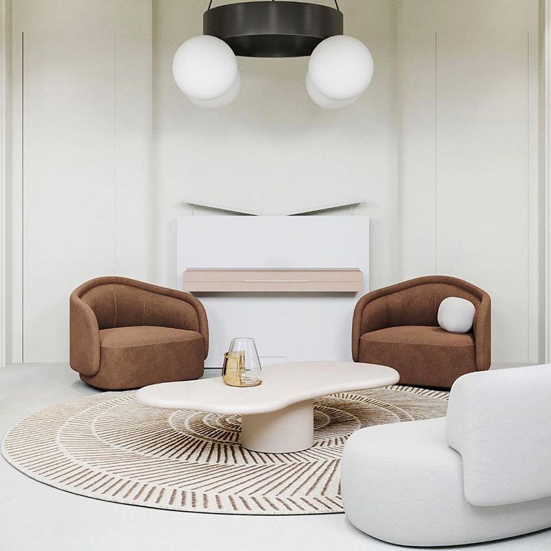Scandinavian Pedestal Coffee Table Free form Wooden Cocktail Table for Living Room